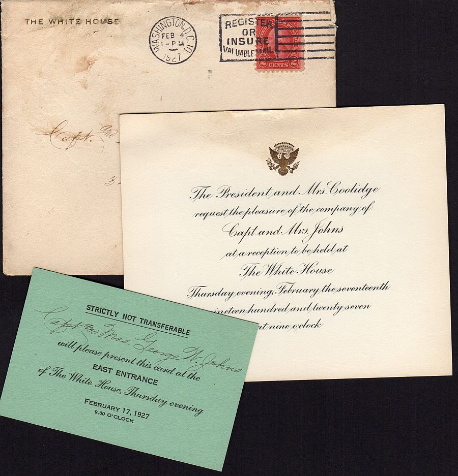 Calvin Coolidge White House Reception Invitation for February 17, 1927